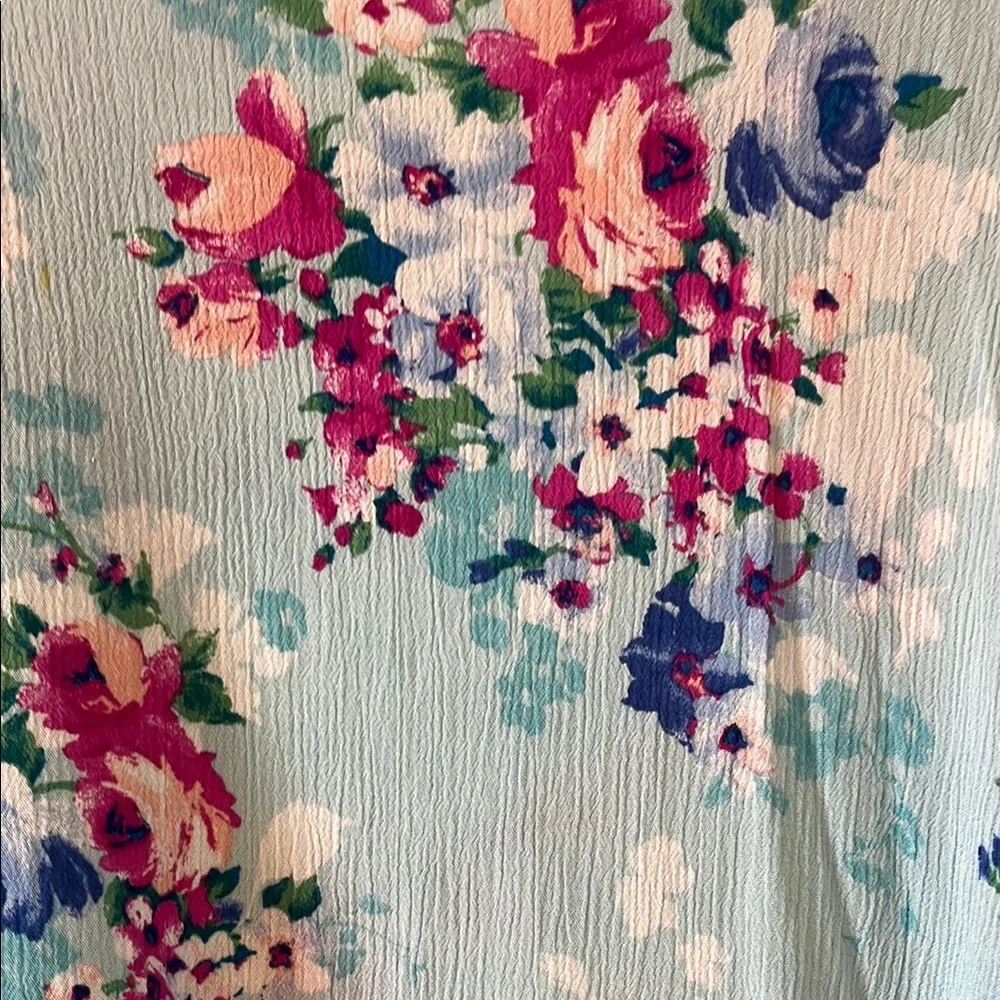 Newbury Kustom Blue and Pink Blouse with Floral Print and Flared Sleeves - Picture 4 of 9